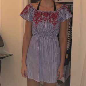 Cute off the shoulder stripped dress